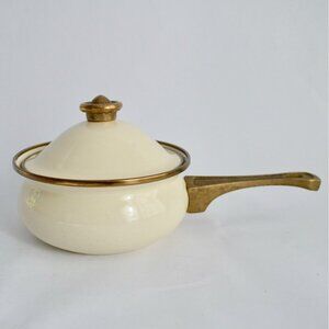 La Cuisine Gailstyne Sutton Enamel Cookware Lidded Pan Cream Gold